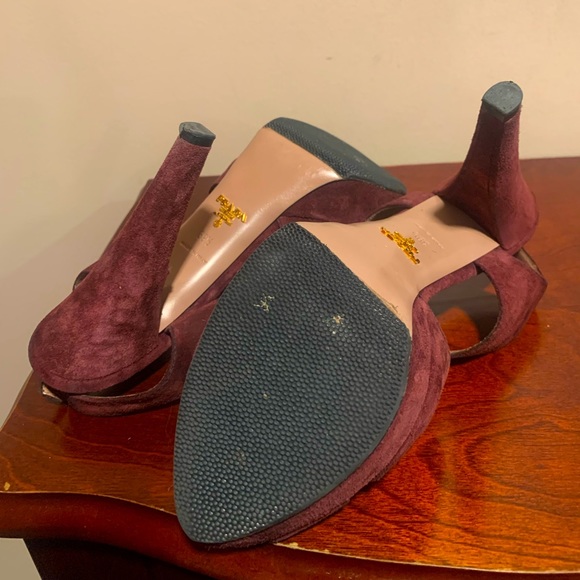 PRADA Suede Platform Peep Toe Sandals - Picture 6 of 7